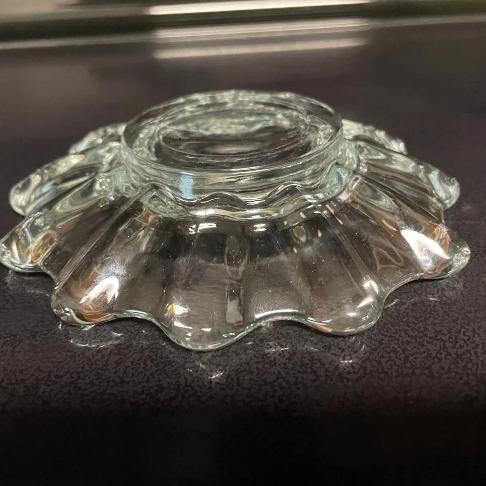 VTG Clear Glass Scalloped Candle Dish